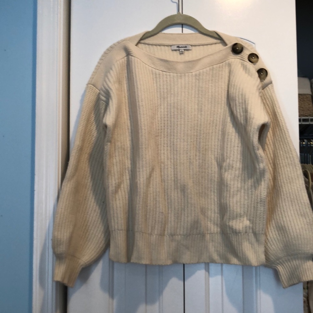 Cream Wool Madewell Sweater with Buttons